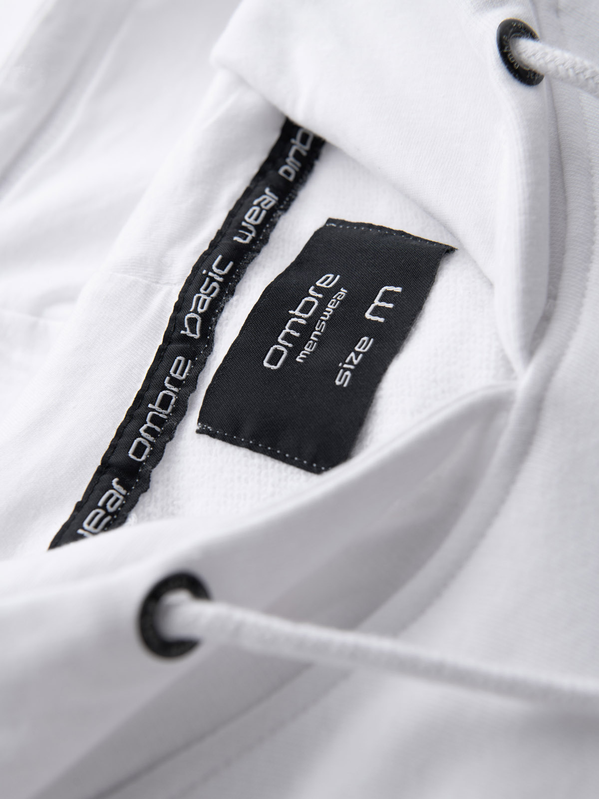 Ombre Men&#039;s non-stretch kangaroo sweatshirt with hood and print - white