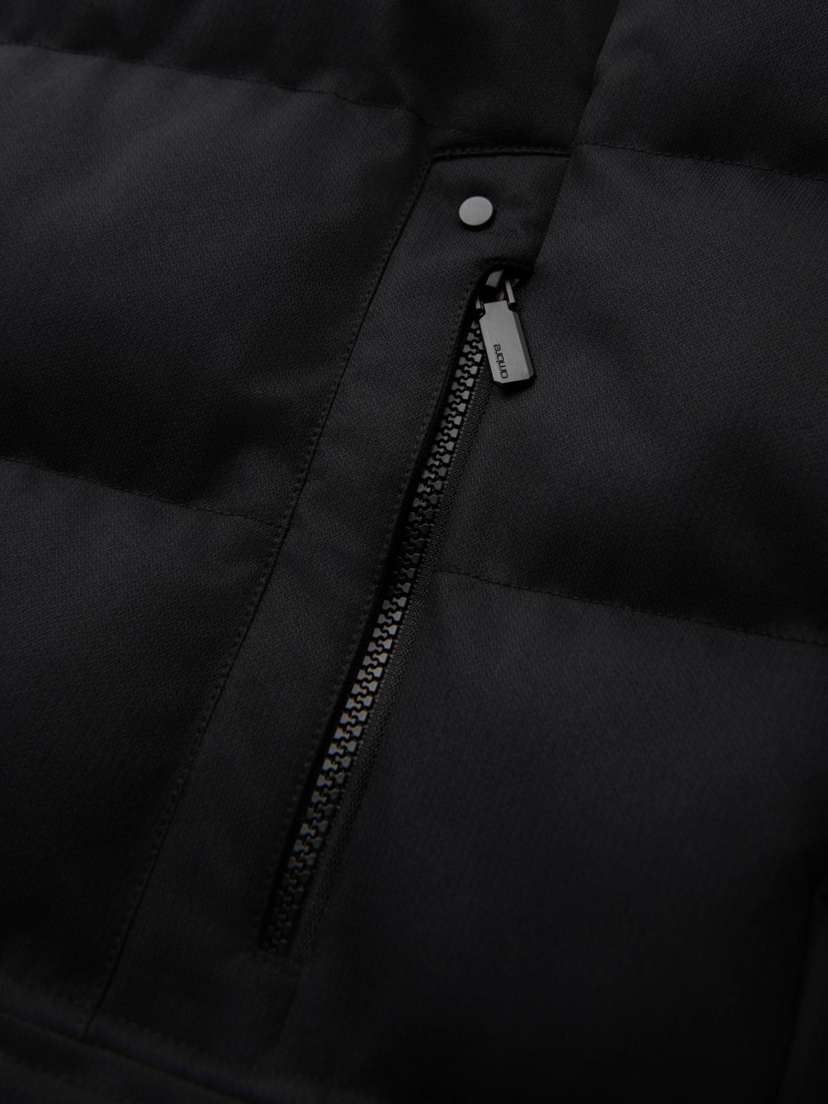 Ombre Men&#039;s long quilted jacket with hood - black