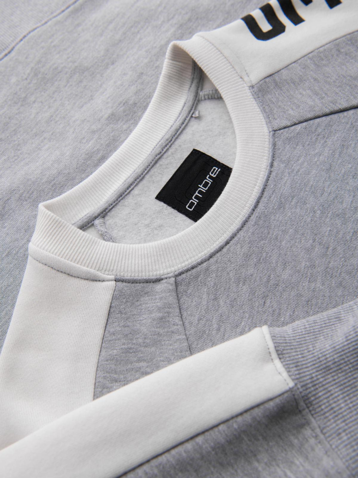 Ombre Men's sweatshirt with contrasting stripes and raglan sleeves - grey melange
