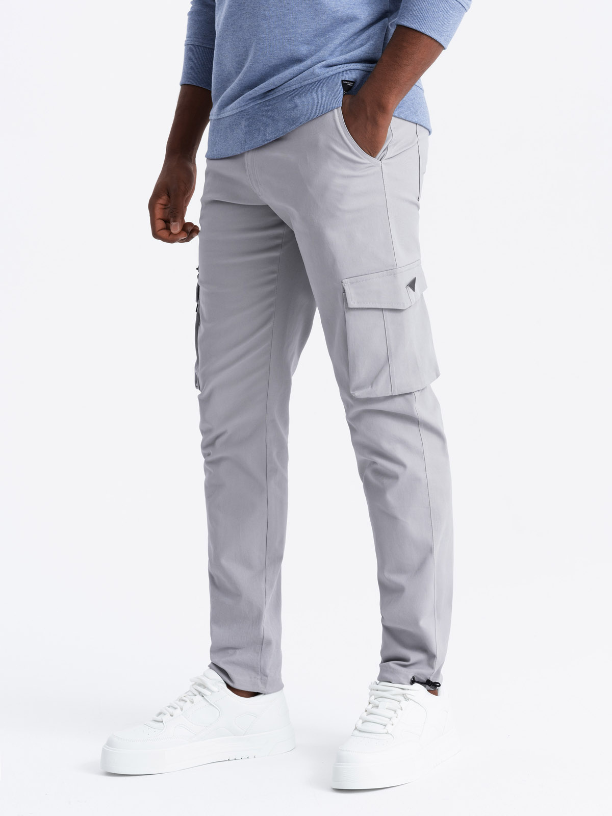 Ombre Men's STRAIGHT LEG Cargo Pants With Triangle Pocket Pin - Gray