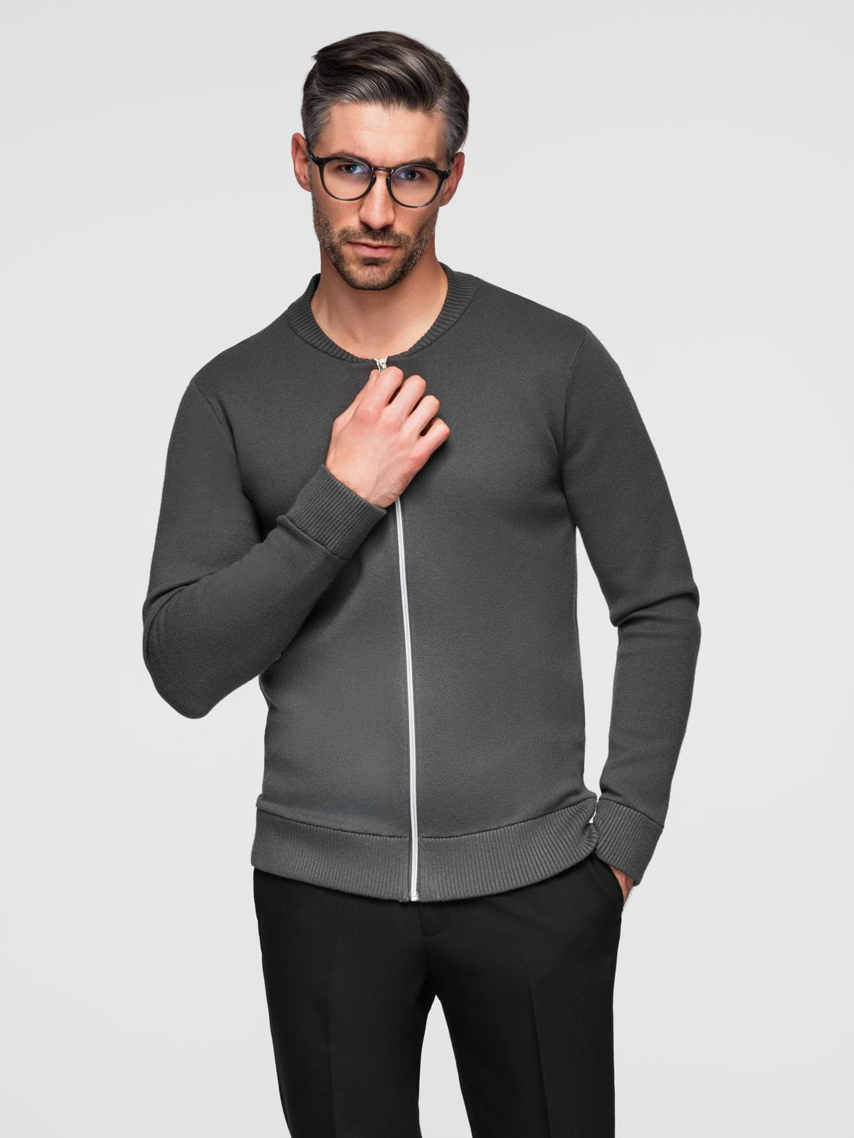 Ombre Men&#039;s plain zip sweater - graphite