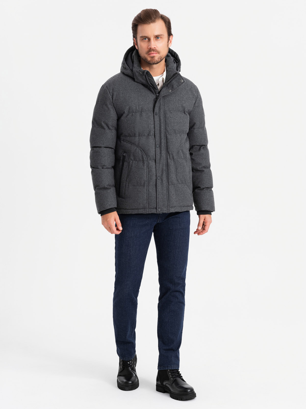 Ombre Men&#039;s lightweight jacket with mesh lining and hood - black