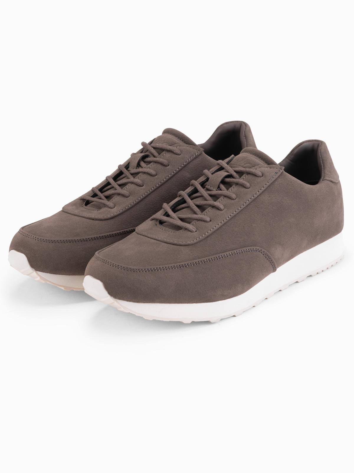 Ombre Men&#039;s eco leather sports sneaker shoes with suede finish - dark brown