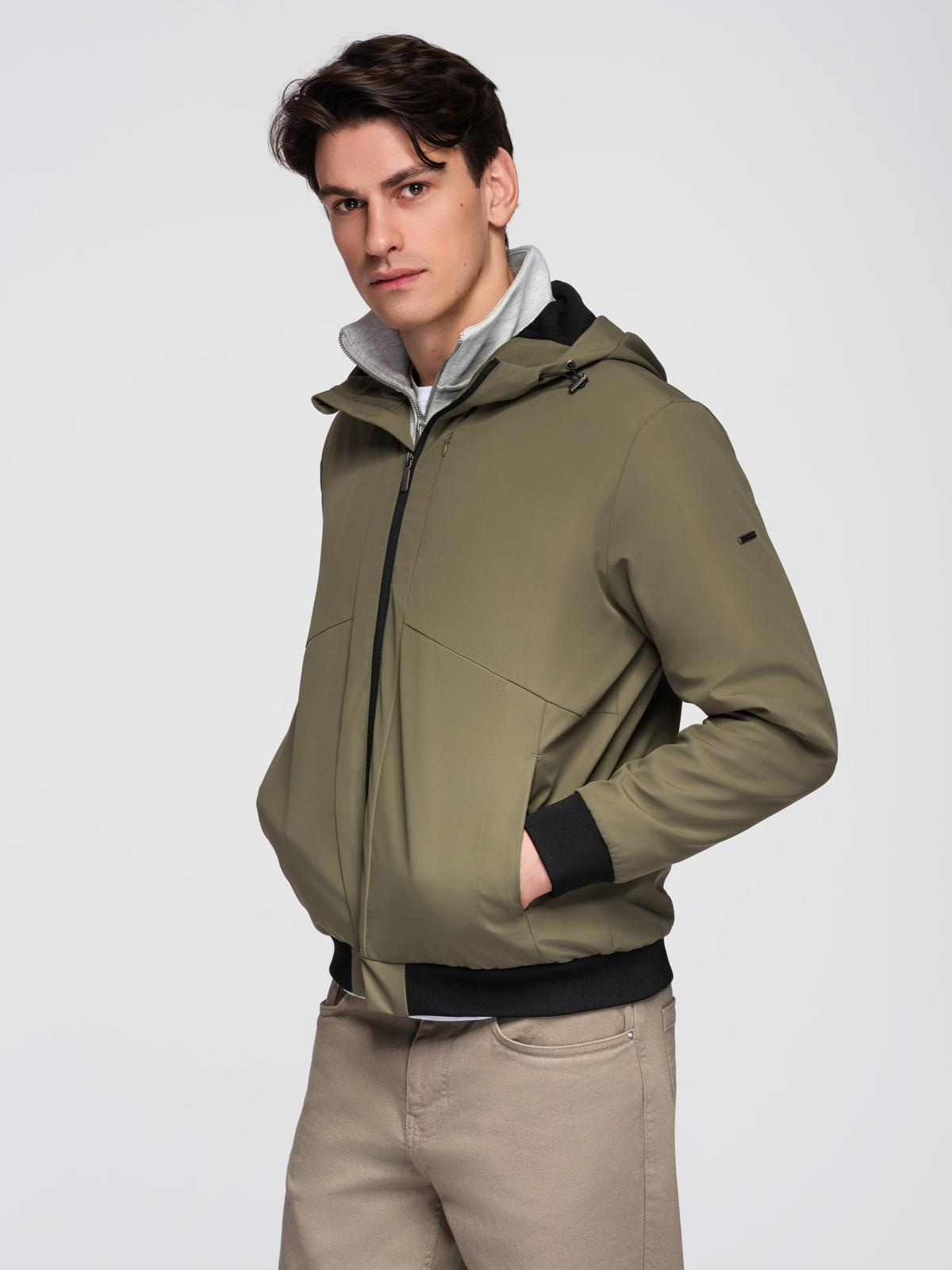 Ombre Men's lightweight jacket with hood and mesh lining