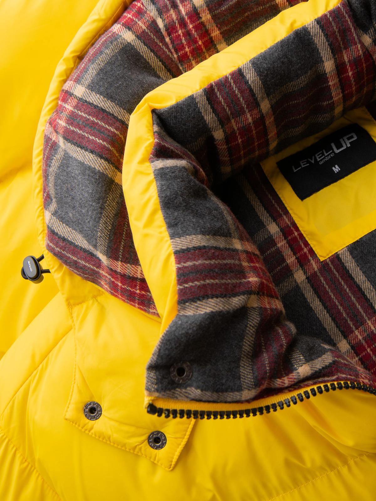 Ombre Men&#039;s puffer jacket with check lining - yellow