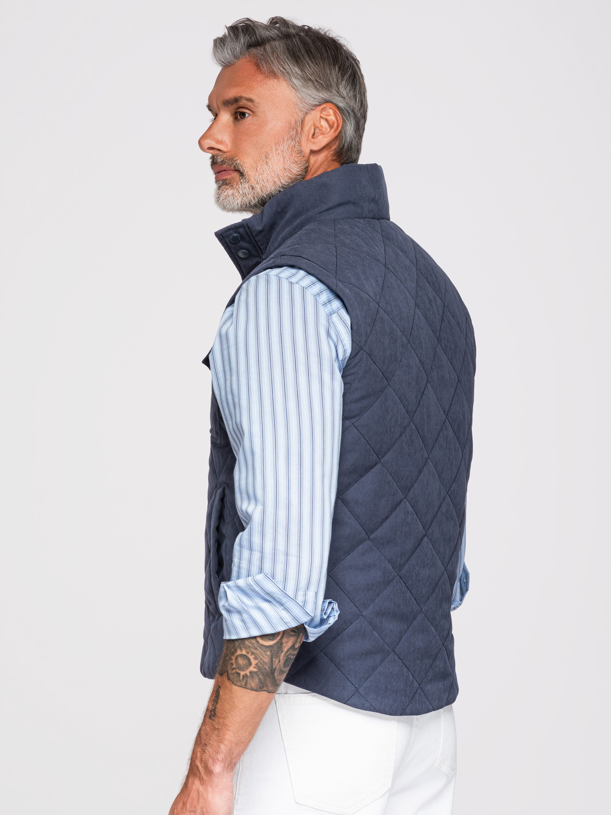 Ombre Men's peach effect quilted sleeveless jacket - navy blue
