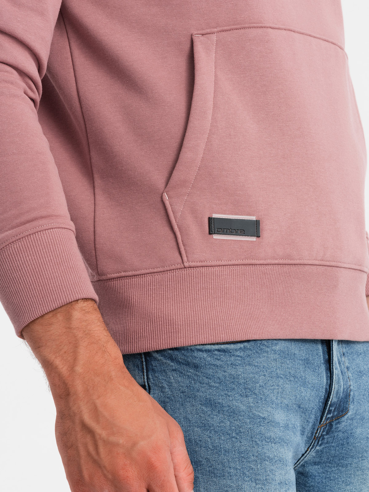 Ombre Men&#039;s BASIC cotton sweatshirt kangaroo hoodie - dark pink