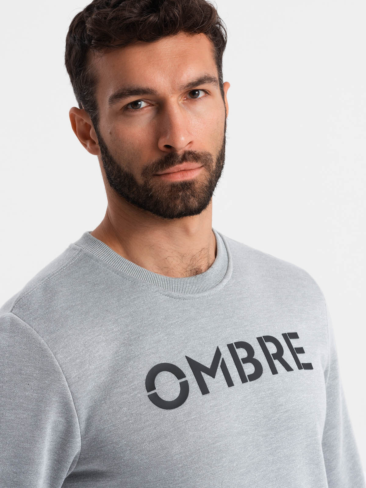 Ombre Classic men's sweatshirt with inscription - gray melange