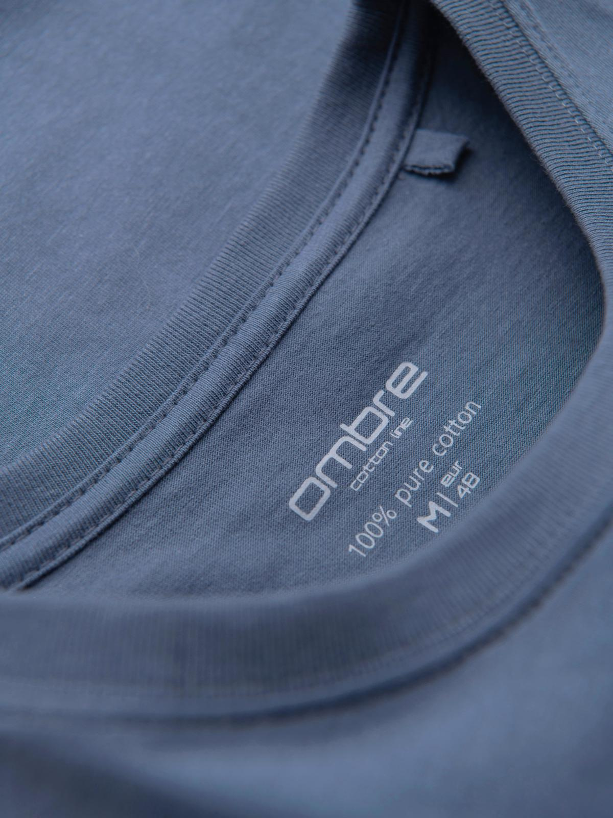 Ombre BASIC men's classic cotton T-shirt - blue denim