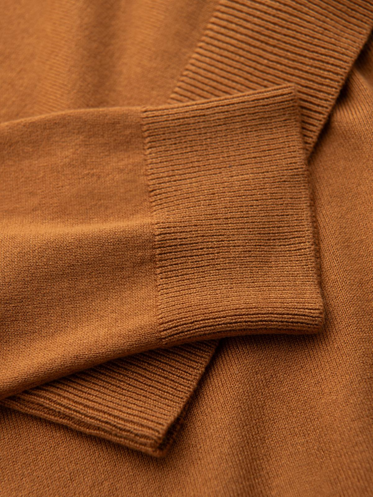 Ombre Men&#039;s knitted single-color turtleneck with viscose - camel