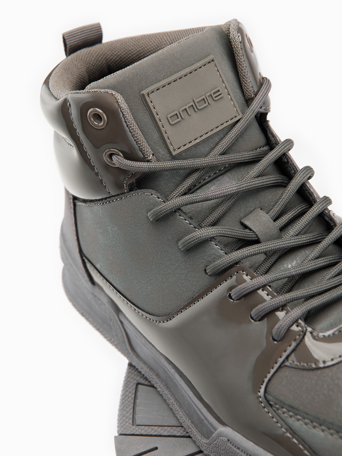 Ombre Men's high boots sneakers with shiny elements - brown