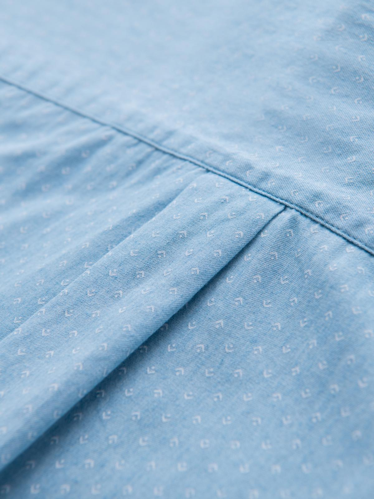 Ombre Men's patterned thin denim shirt with pocket - light blue