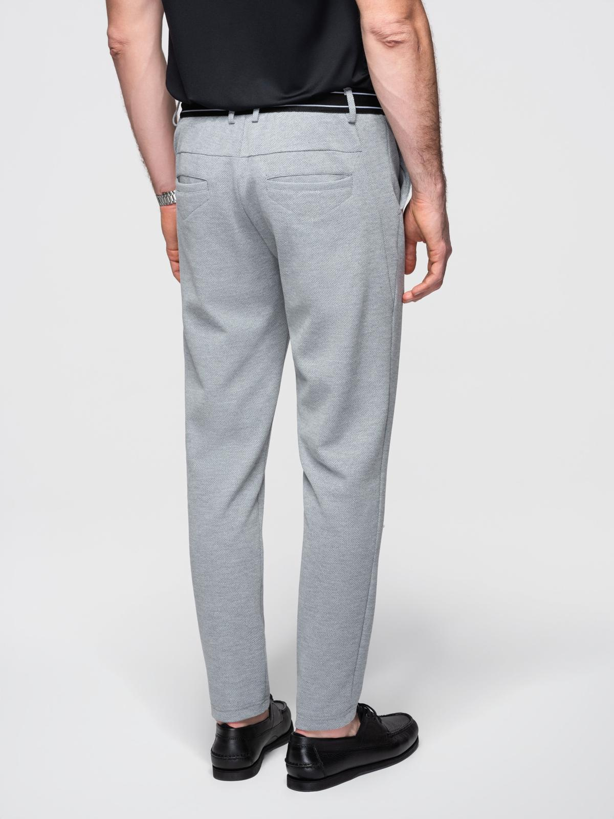 Ombre Men's knitted pants with elastic waistband - light grey