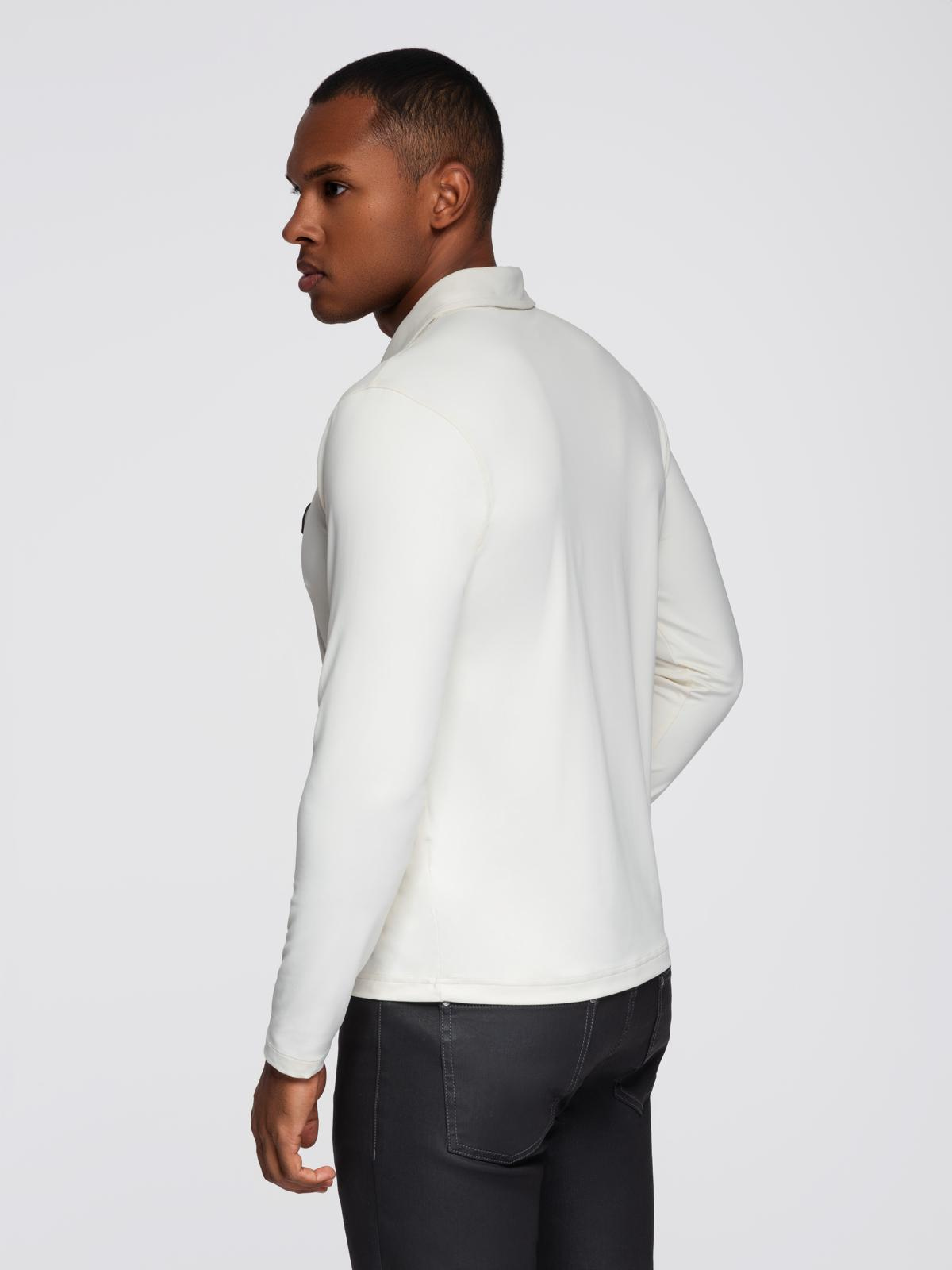 Ombre Long sleeve polo shirt with elegant branded buttons - cream