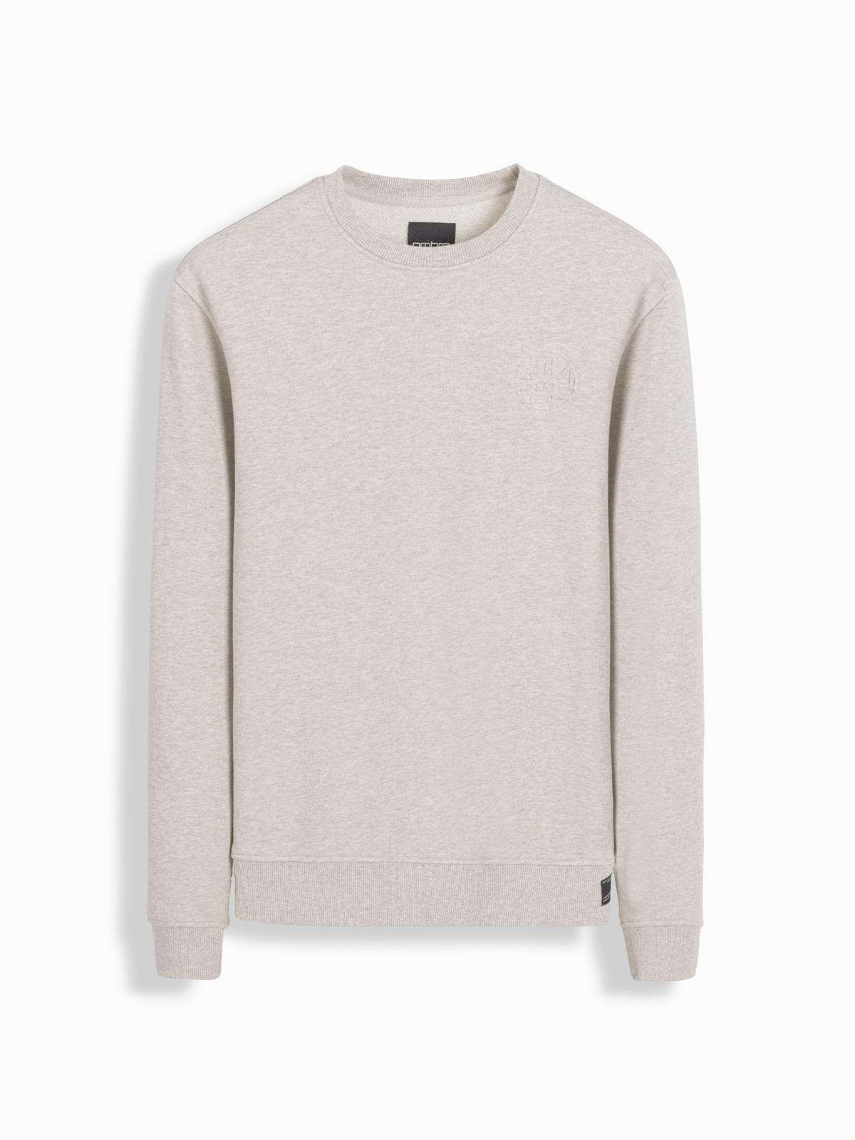 Ombre Men's mélange sweatshirt with embroidered logo - beige