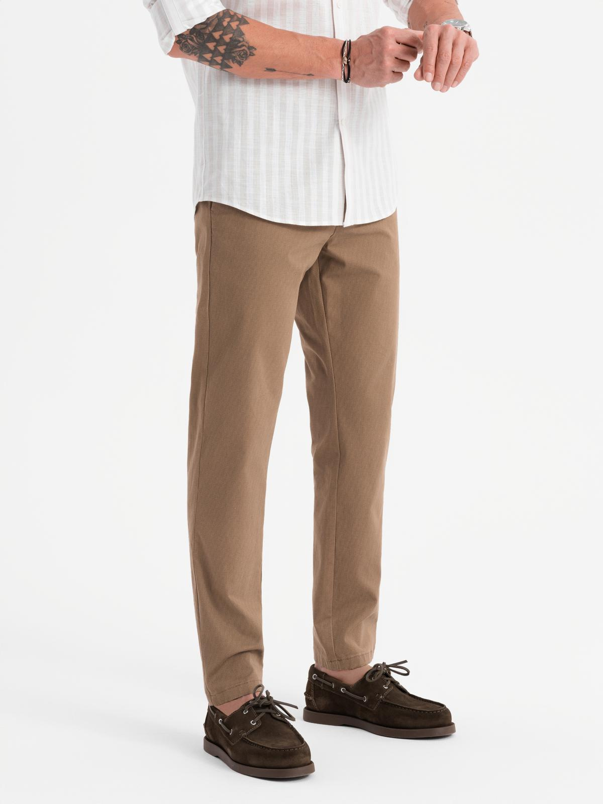 Ombre Men's REGULAR FIT chino pants with fine texture - dark beige