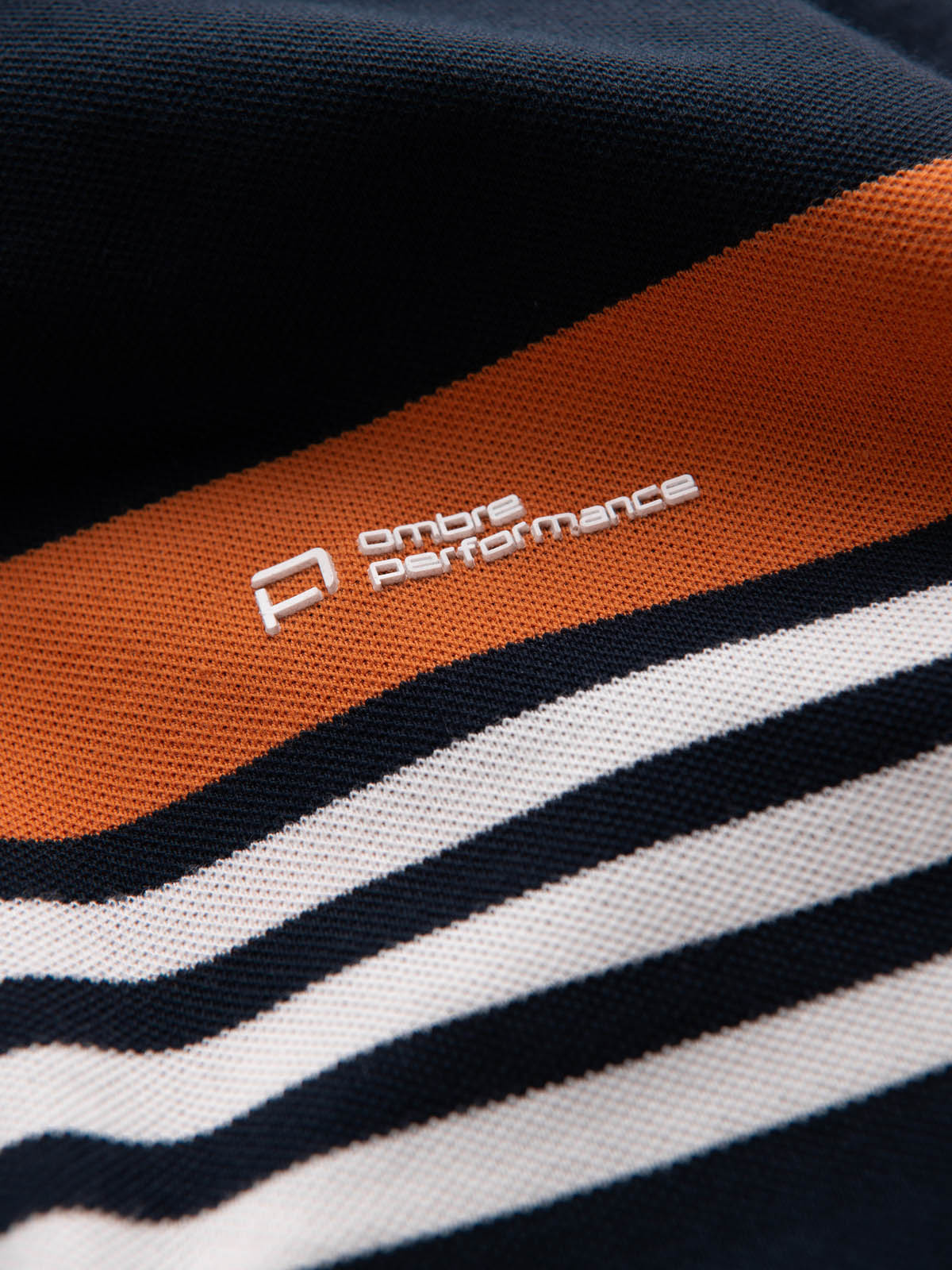 Ombre Fitted men's polo shirt with two-tone stripes - navy blue