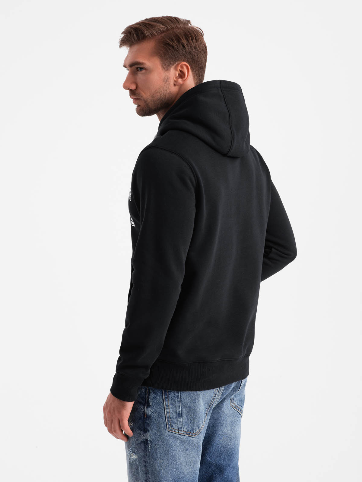 Ombre Men&#039;s kangaroo hoodie with college style print - black