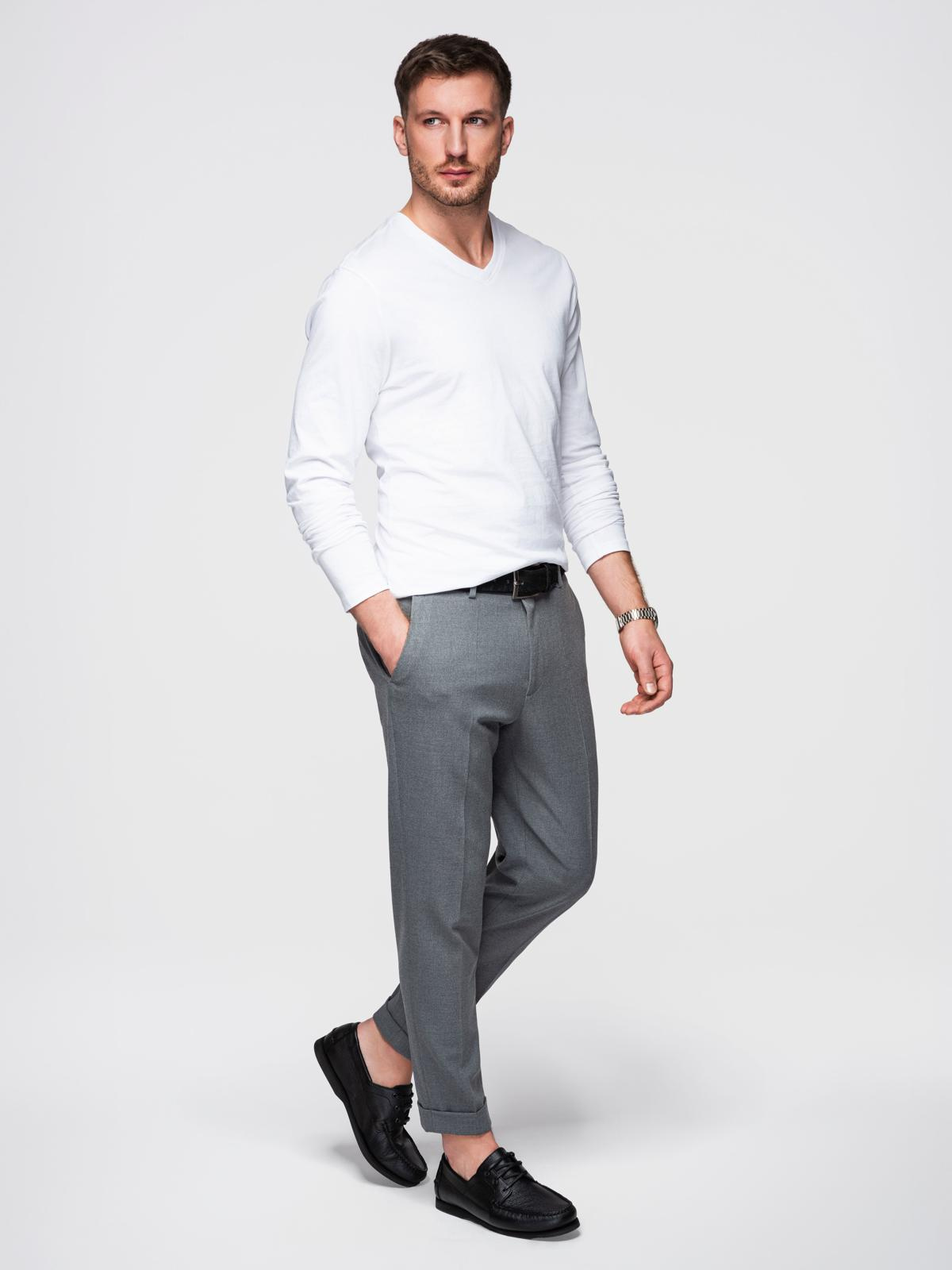 Ombre Men's unprinted longsleeve with a crew neckline - white