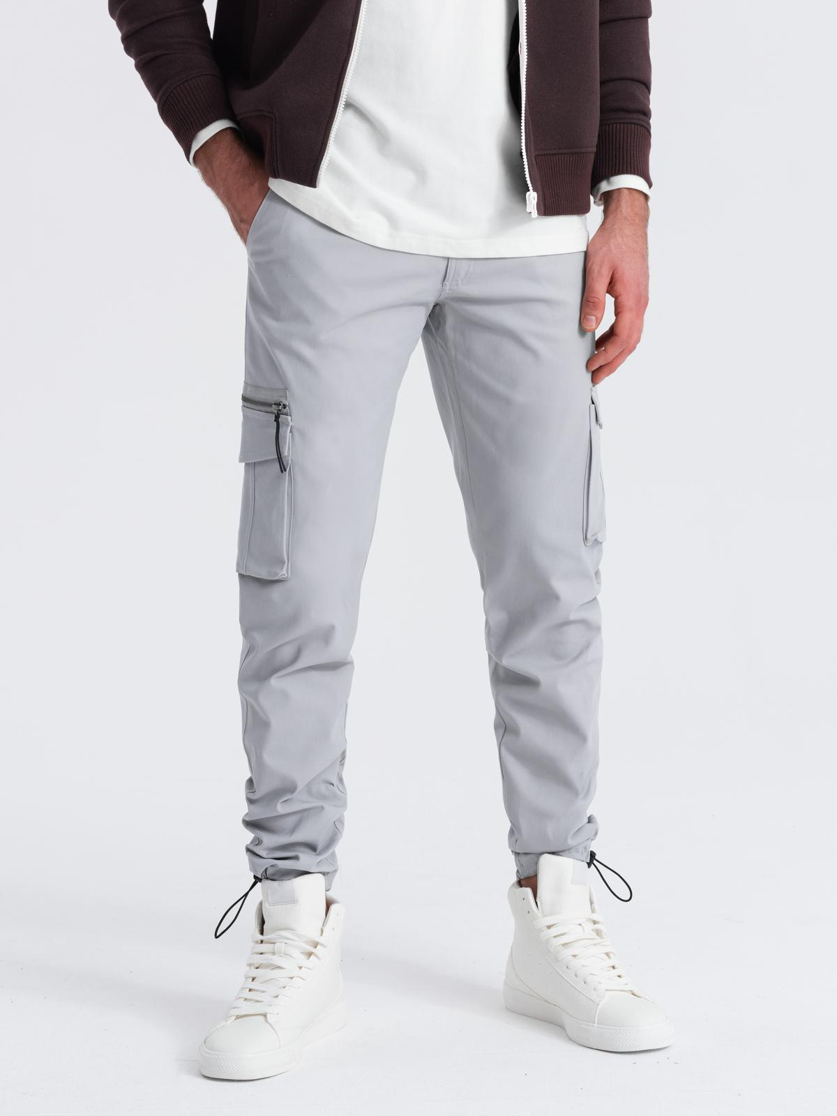 Ombre Men&#039;s STRAIGHT LEG cargo pants with triangle pocket pin - gray