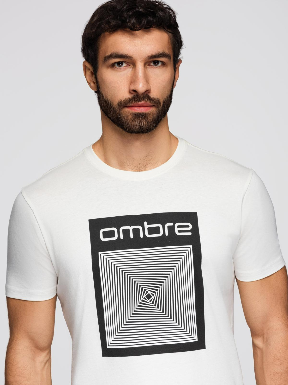 Ombre pánske tričko s geometrickým vzorom - biela