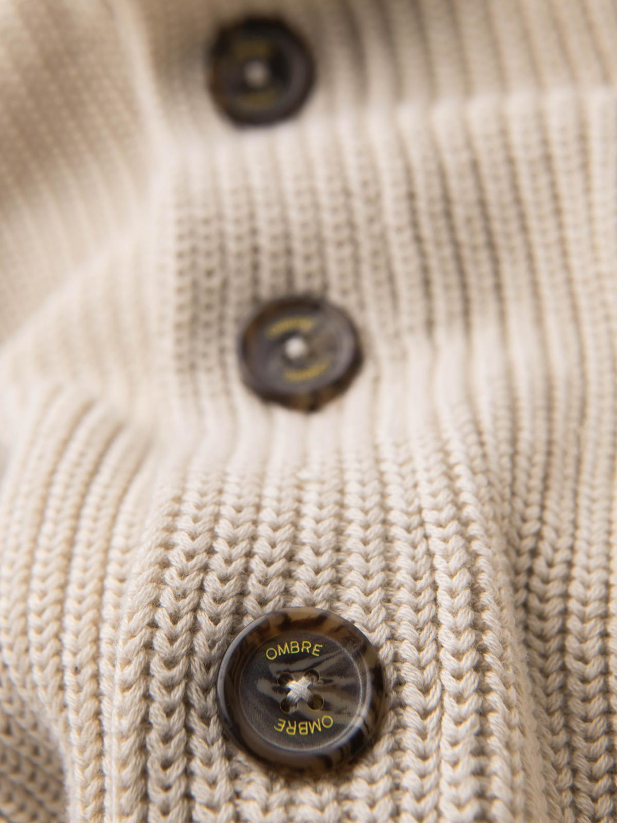 Ombre Men's cotton cardigan sweater with shawl collar - beige