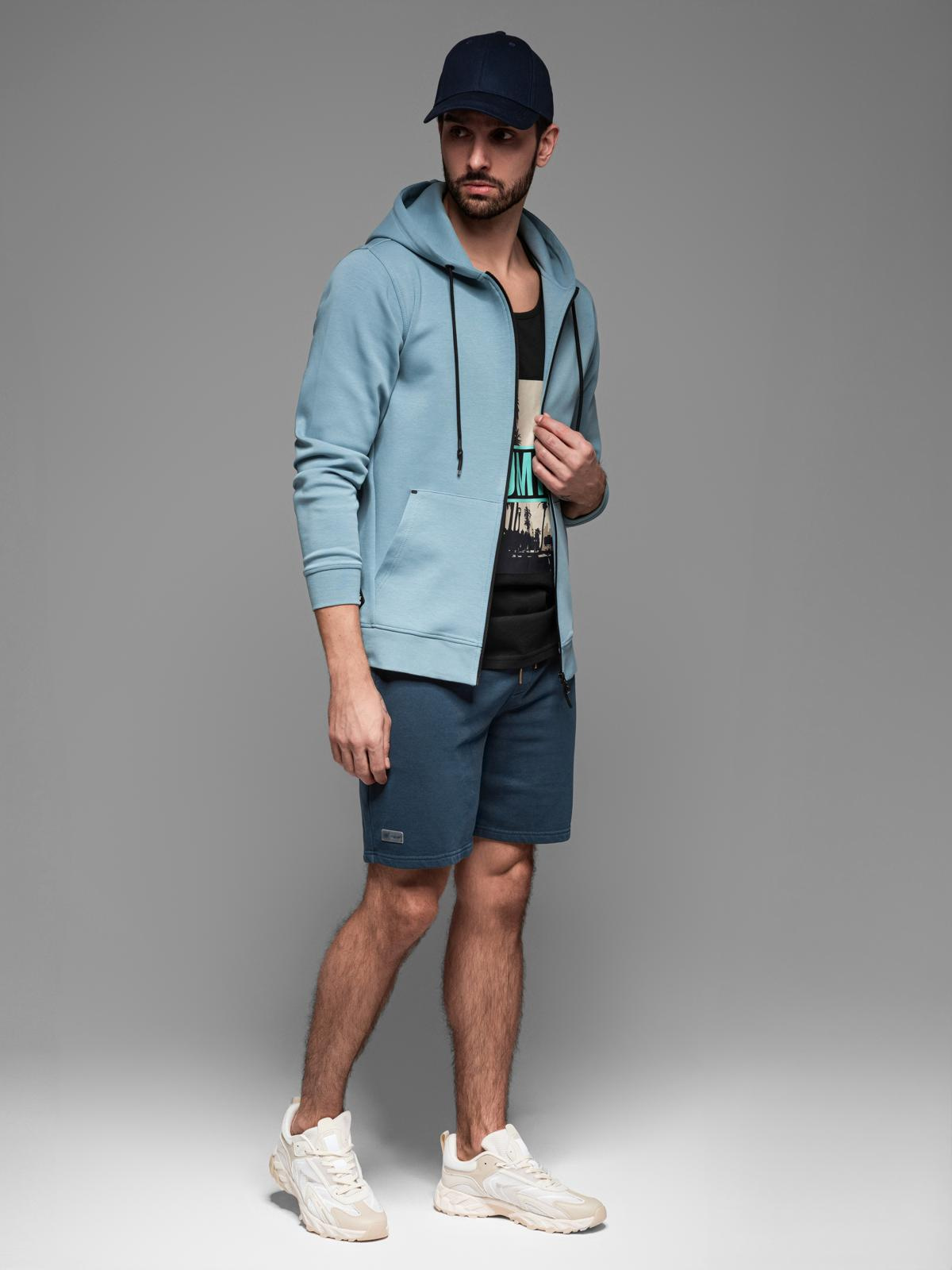 Ombre Men&#039;s RELAXED FIT short sweat shorts in athleisure style - navy blue