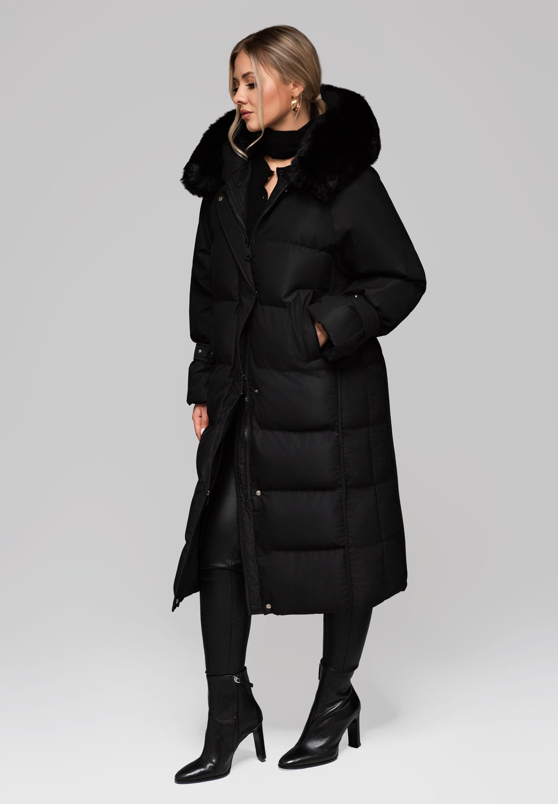 Edoti Women's long jacket with fur OW-JALJ-0107 v2