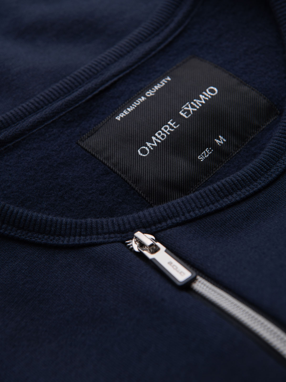 Ombre Men&#039;s sweatshirt with decorative zips on the front - navy blue