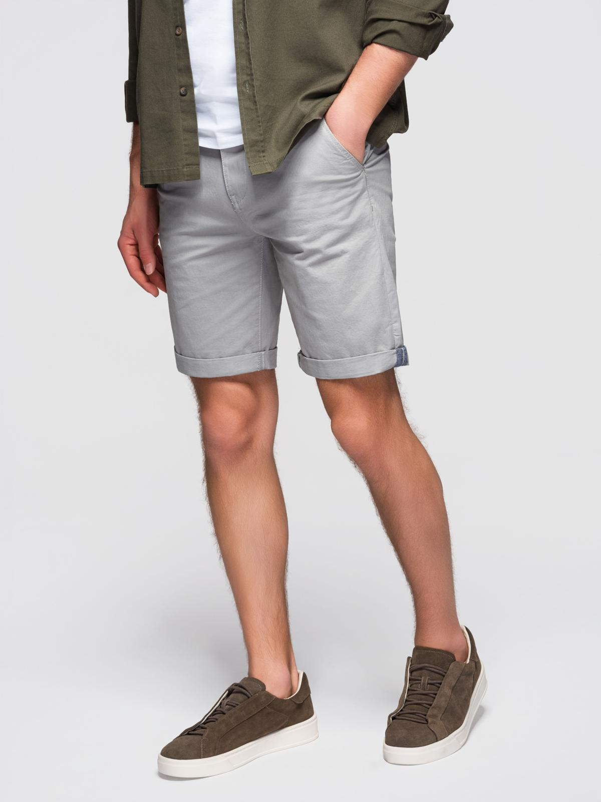 Ombre Men's classic chino shorts with rolled up leg - grey