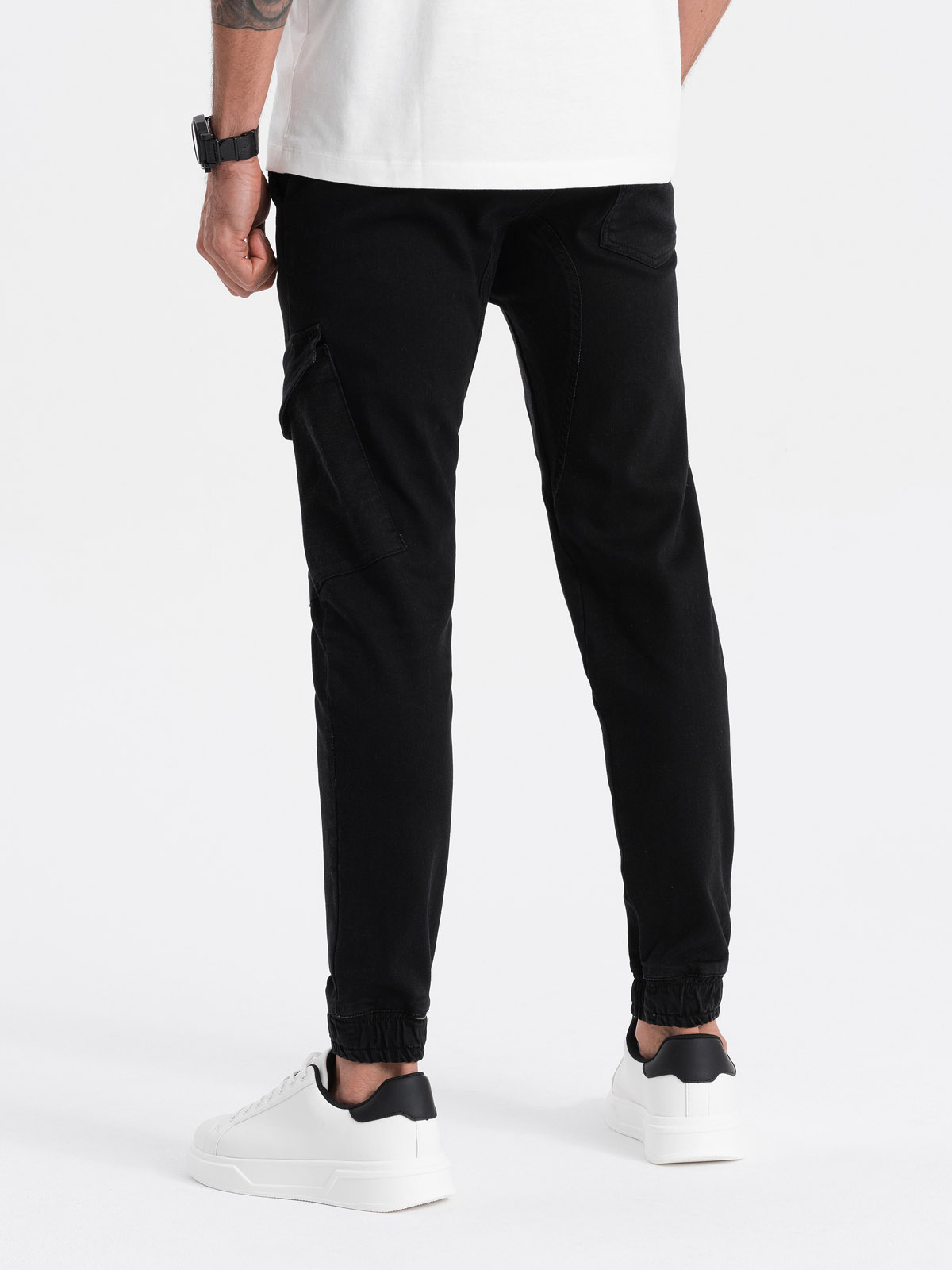 Ombre Men's JOGGERS pants with cargo pocket - black