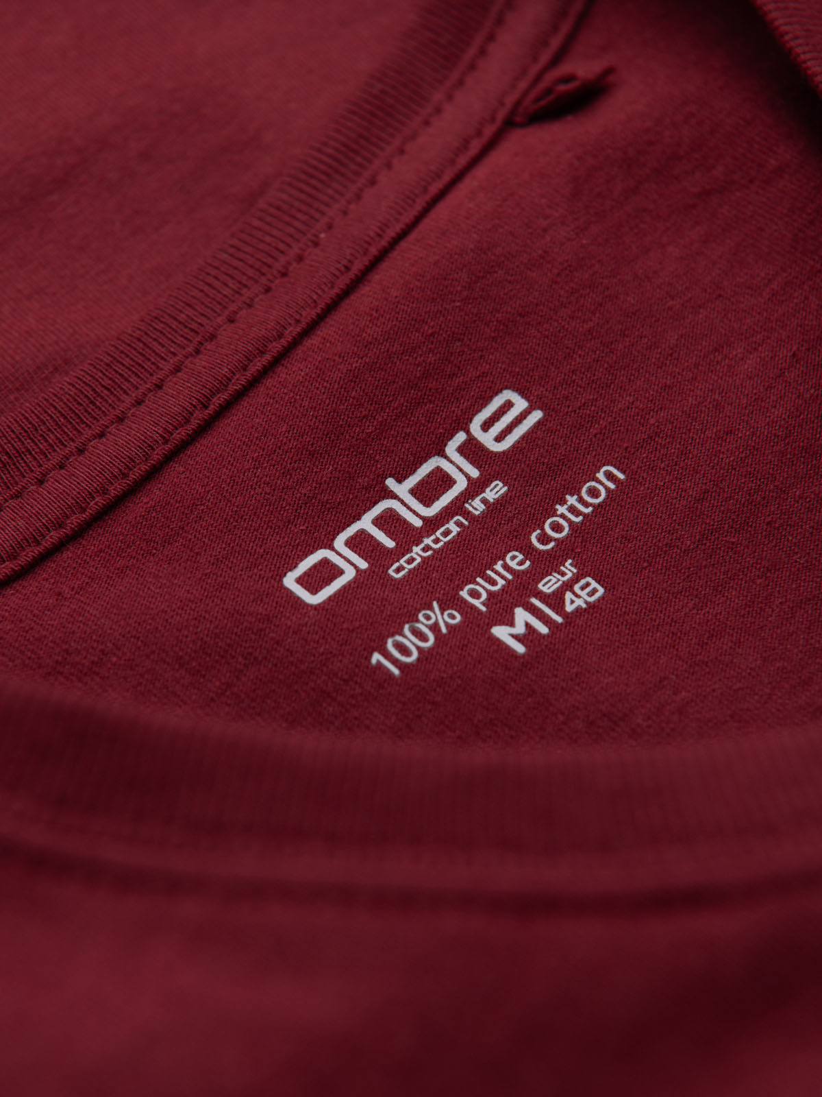 Ombre BASIC men's cotton classic tee shirt with a v-neck - maroon