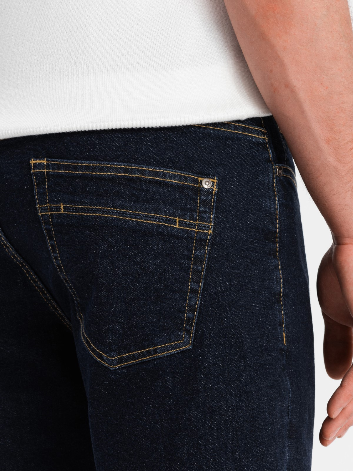 Ombre Men's denim shorts with rolled up legs - navy blue