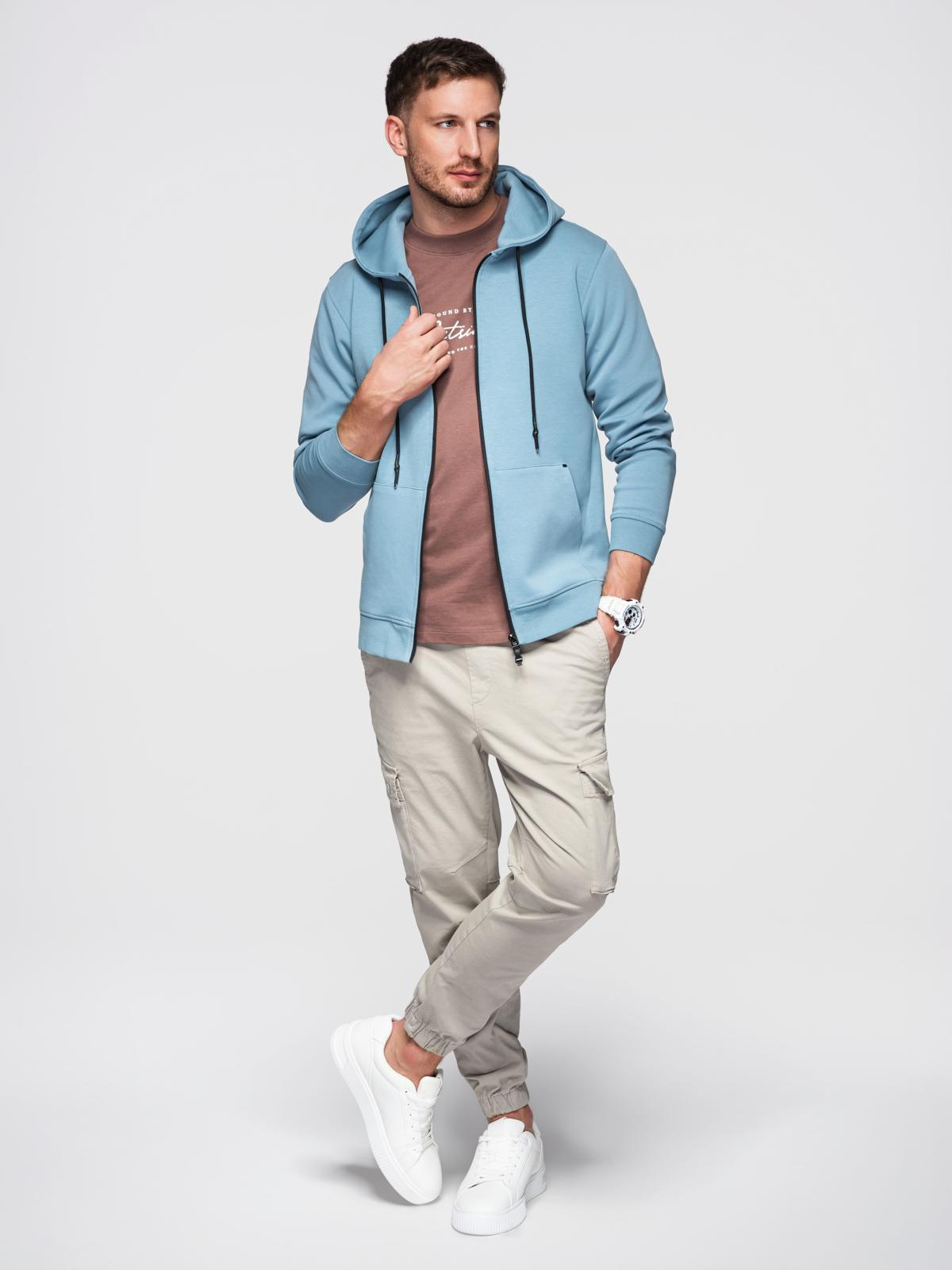 Ombre Unzipped hoodie sweatshirt in streetwear style - light blue