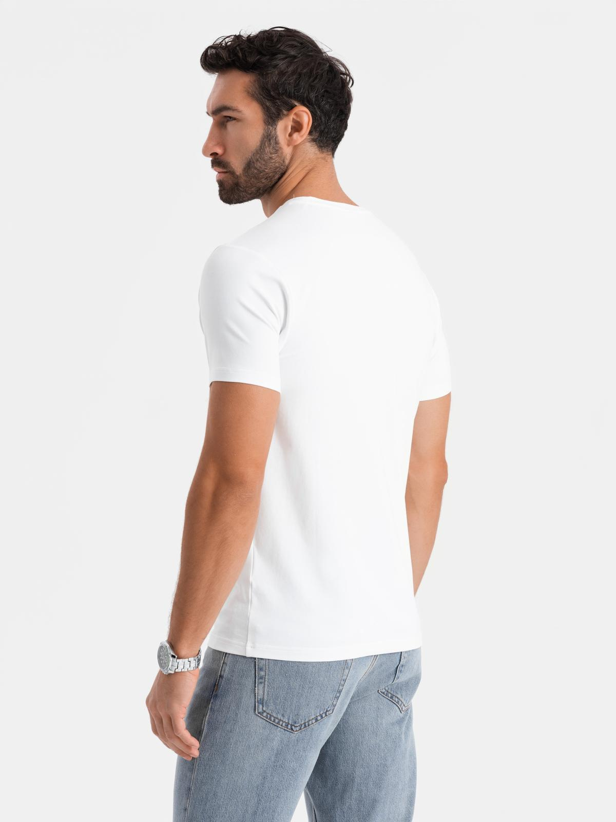 Ombre Men's SLIM FIT t-shirt with elastane and print - white