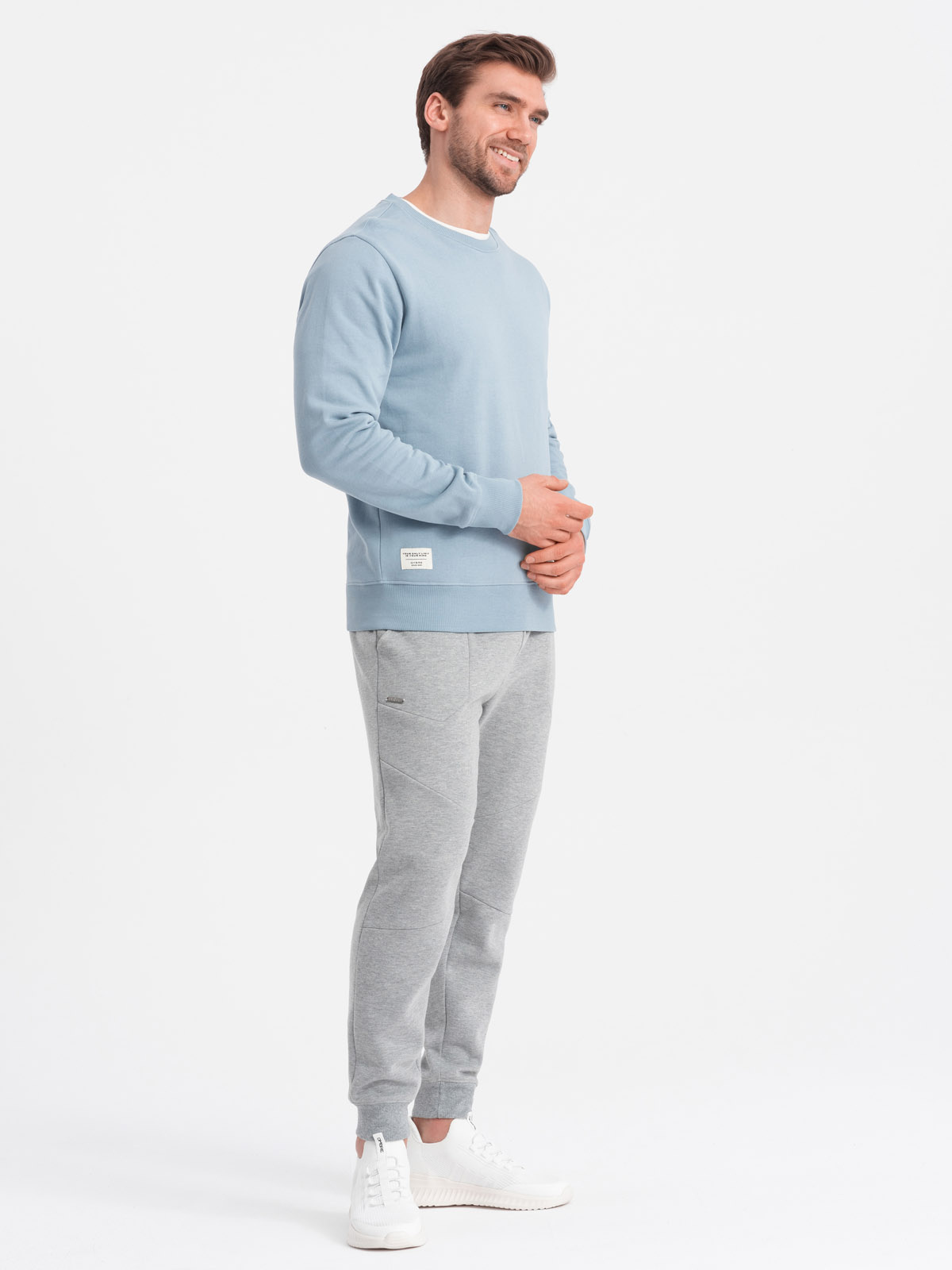 Ombre BASIC men&#039;s sweatshirt with round neckline - blue