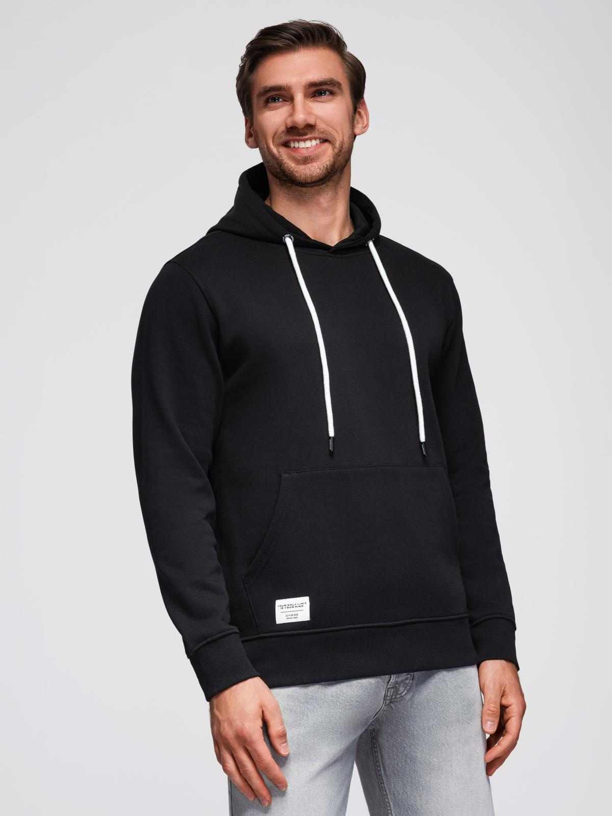 Ombre Men's kangaroo sweatshirt with hood - black