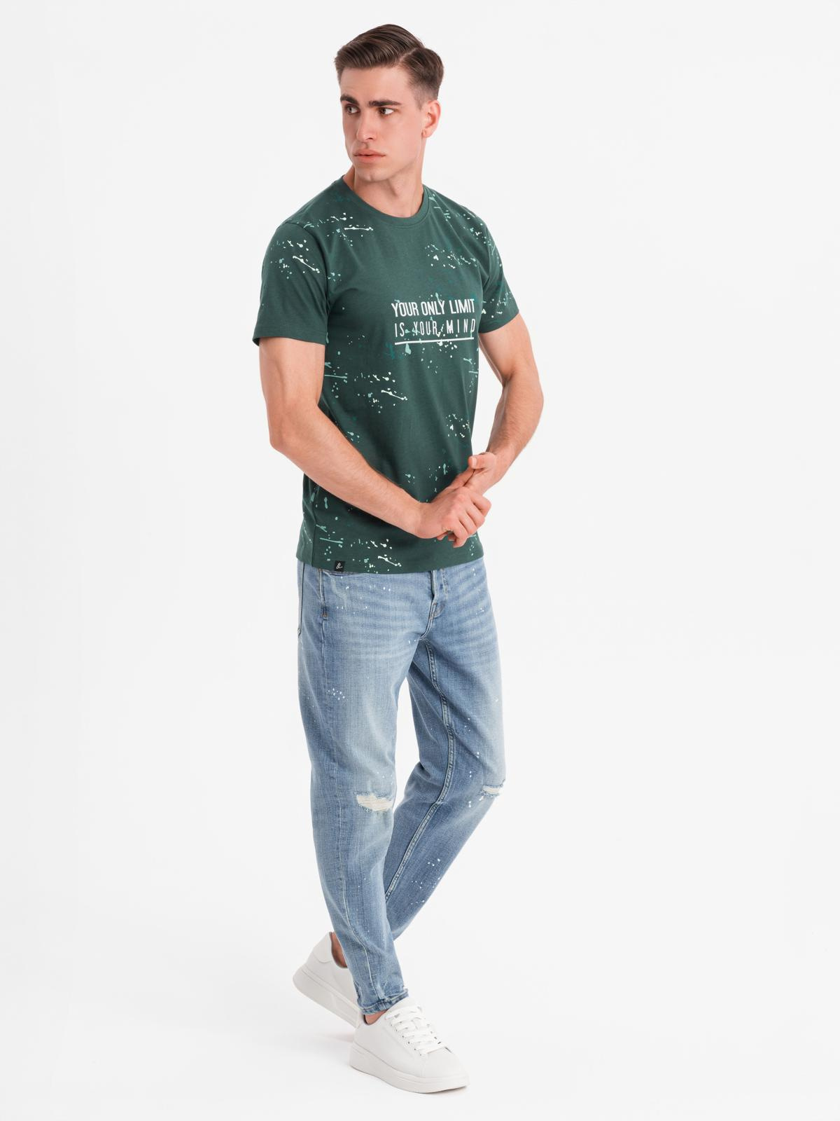 Ombre Men's printed t-shirt with round neckline - green