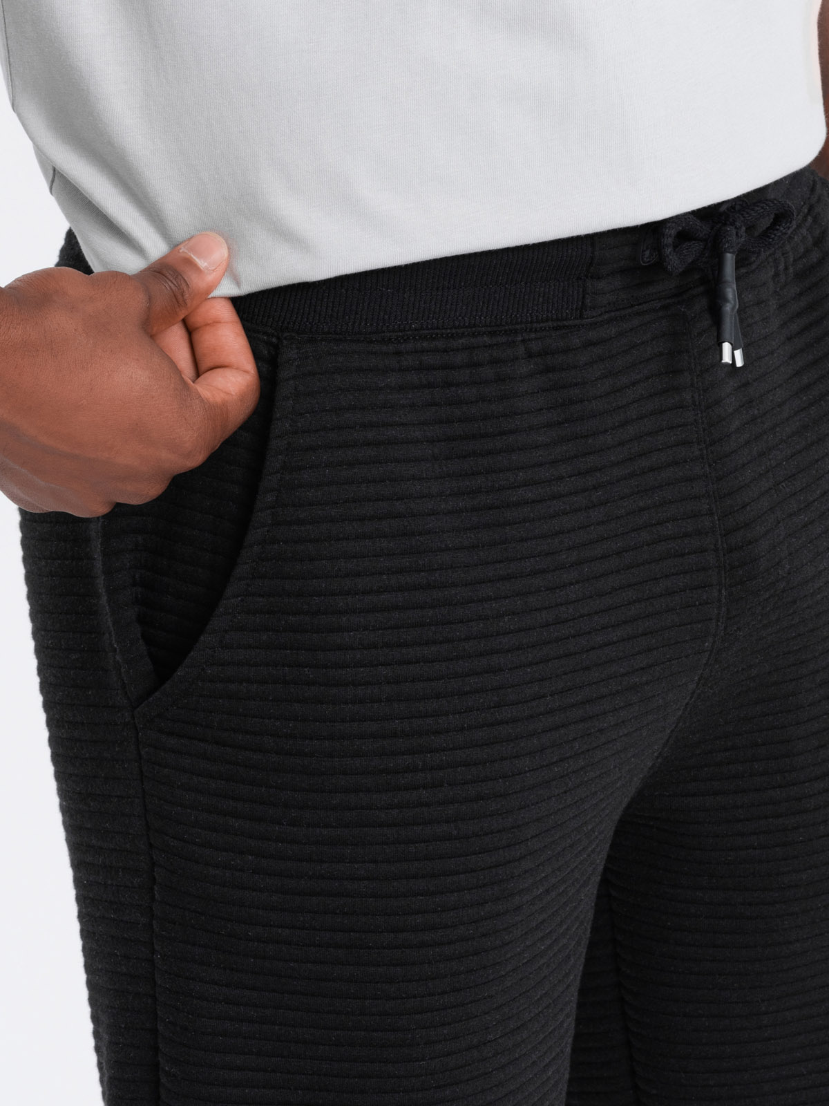 Ombre Men&#039;s short ottoman knit sweat shorts - black