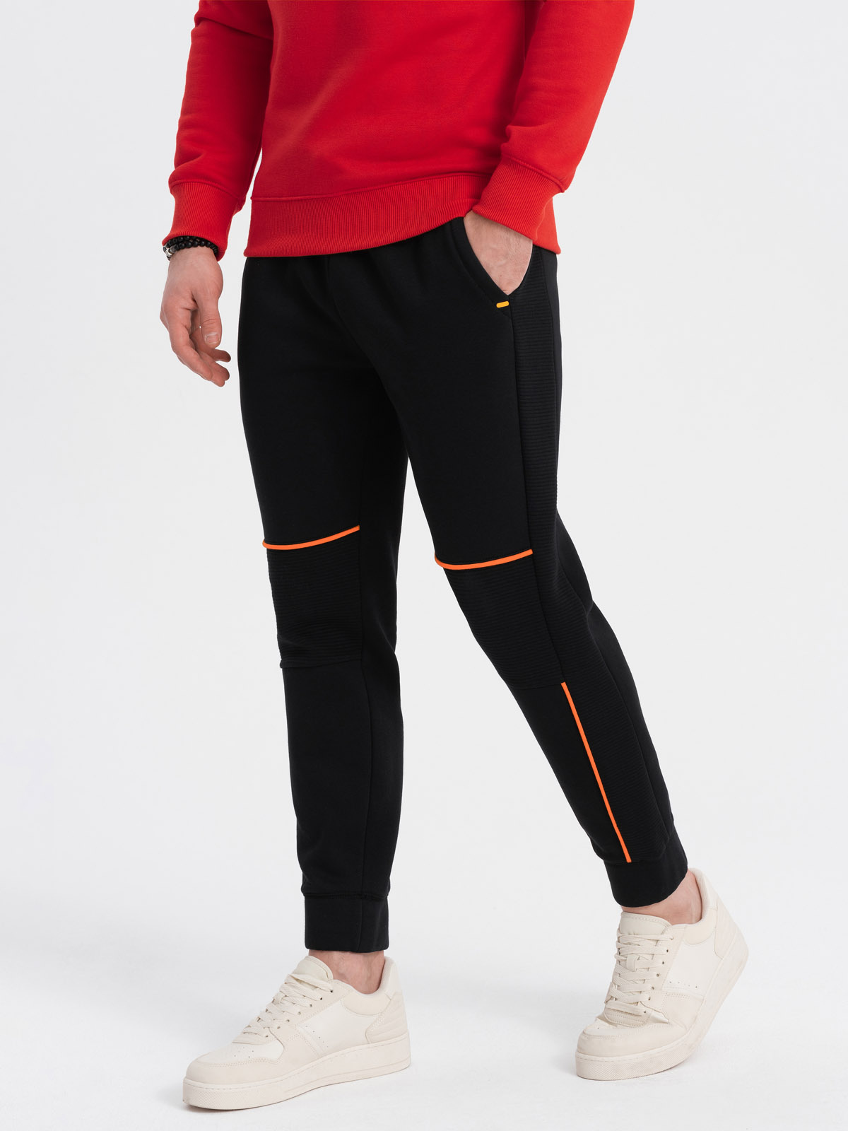 Ombre Men&#039;s sweatpants with contrast stitching - black