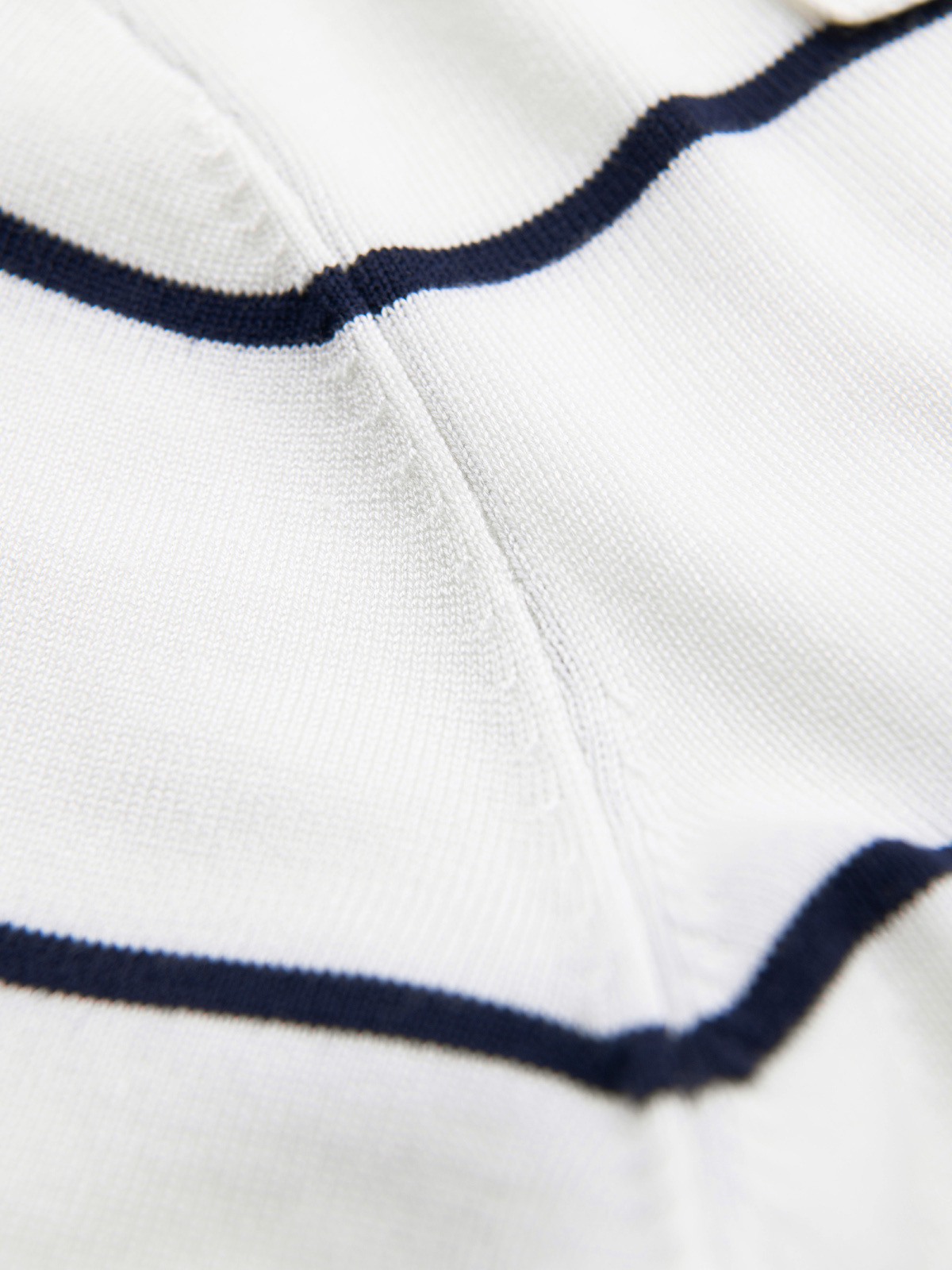 Ombre Men's horizontal striped viscose polo shirt - white and navy