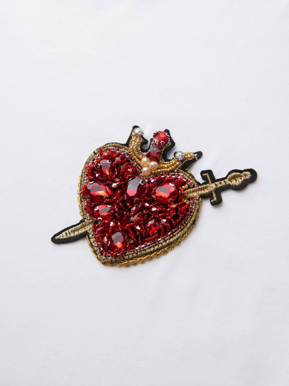 Ombre Men's cotton t-shirt with jewelry applique on chest - off white