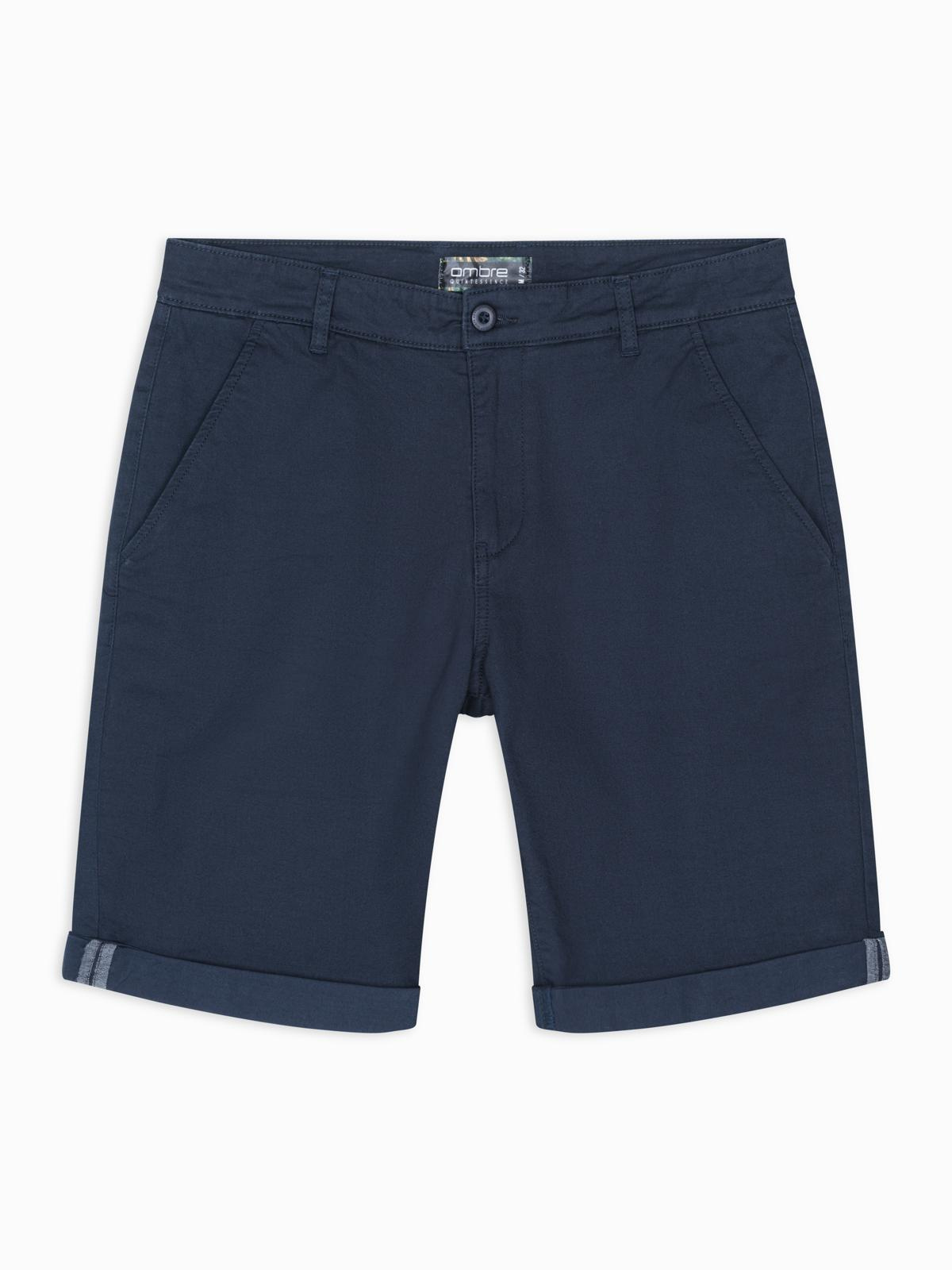 Ombre Men's classic chino shorts with rolled up leg - navy blue