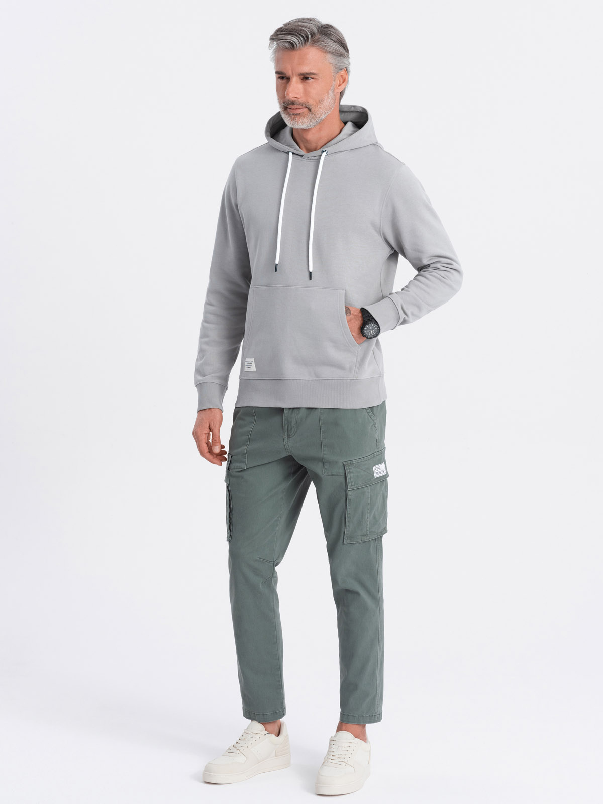 Ombre Men&#039;s kangaroo hooded sweatshirt - gray