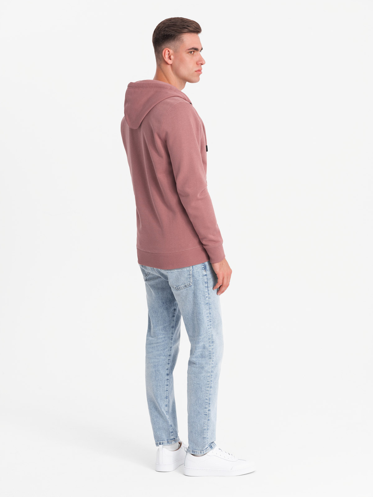 Ombre BASIC men&#039;s unbuttoned cotton sweatshirt - dark pink