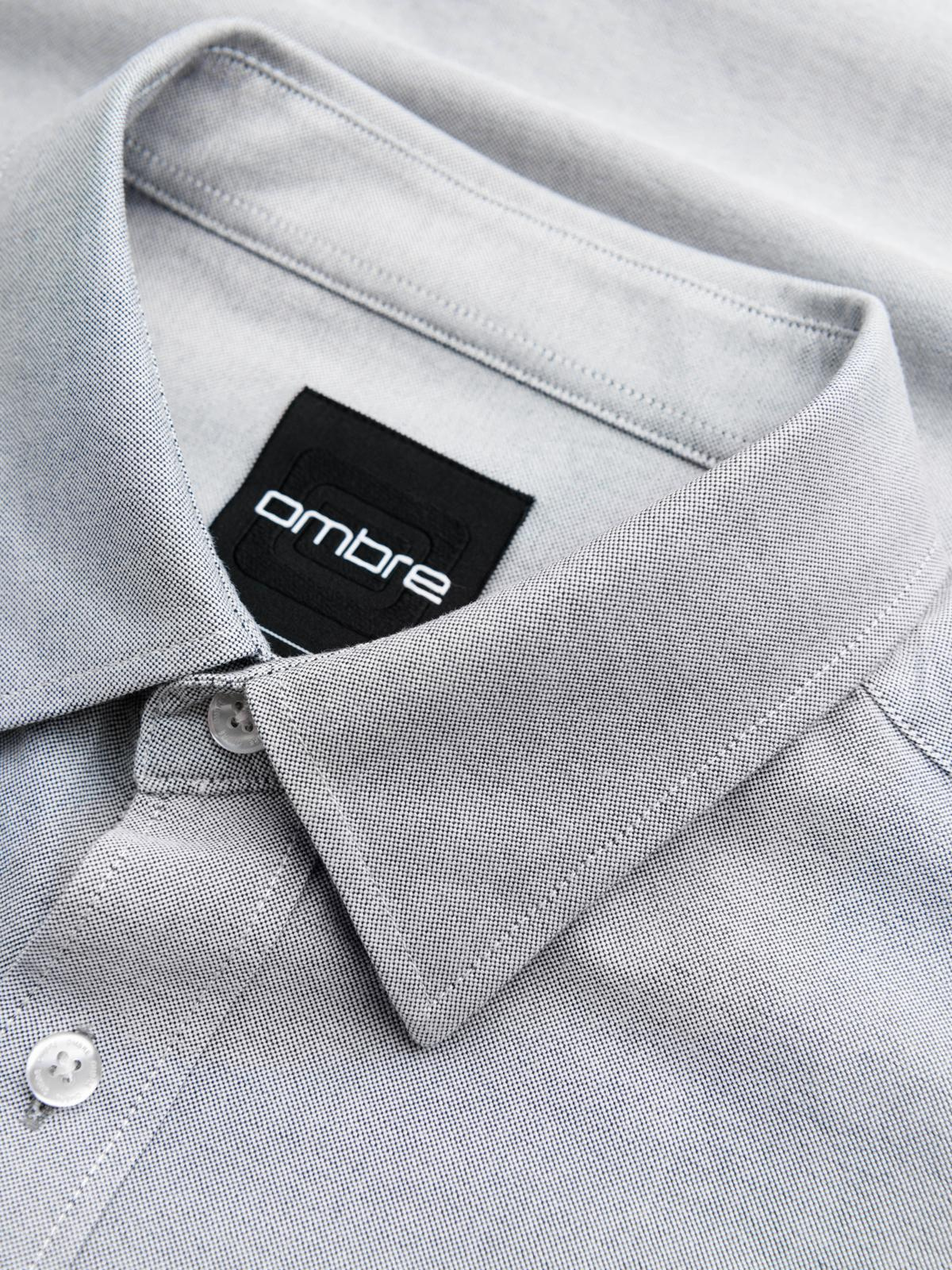 Ombre Elegant men's oxford shirt with embroidery - light grey