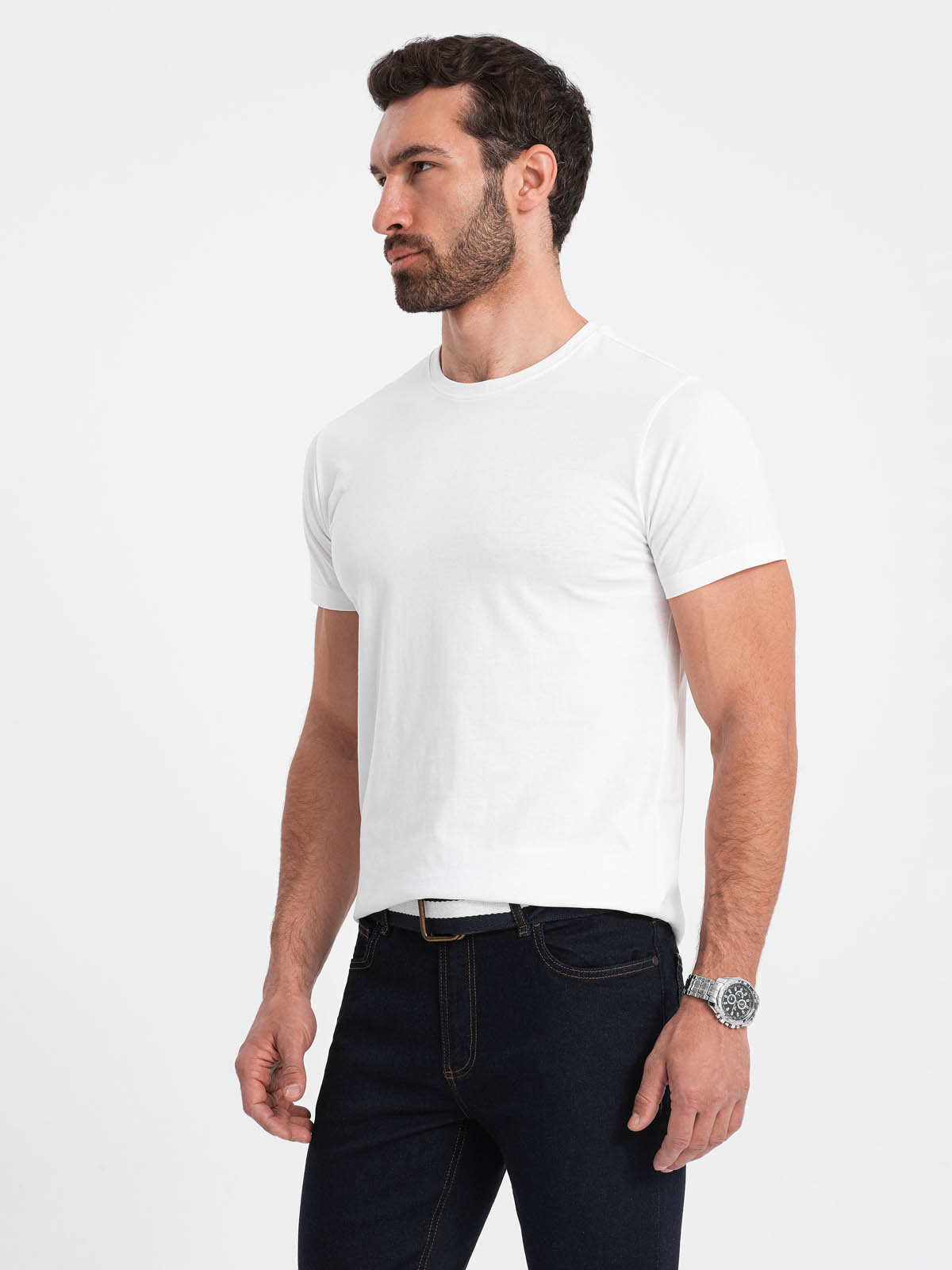 Ombre Men's BASIC classic cotton T-shirt - white