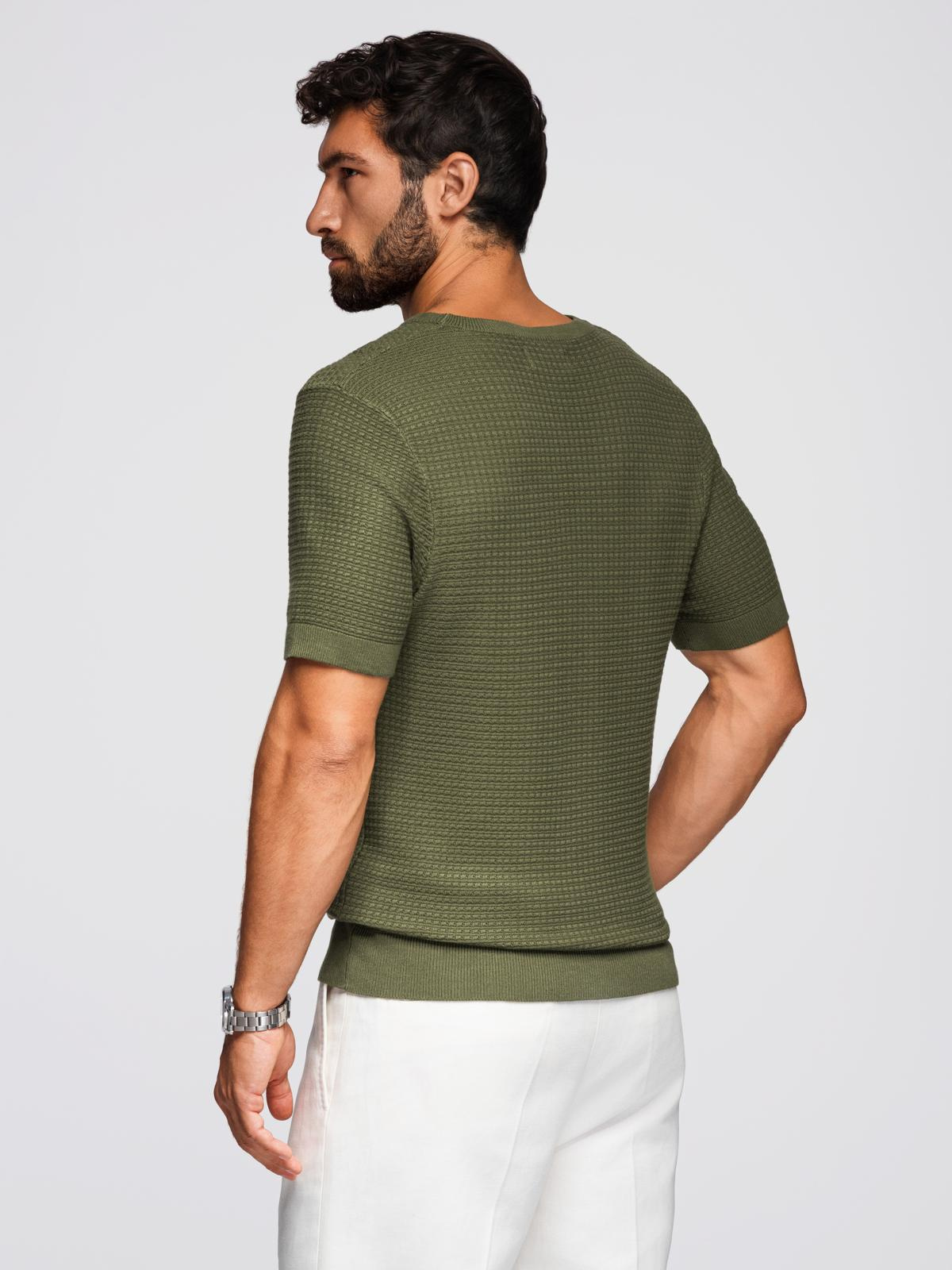 Ombre Structured knitted shirt for men - olive