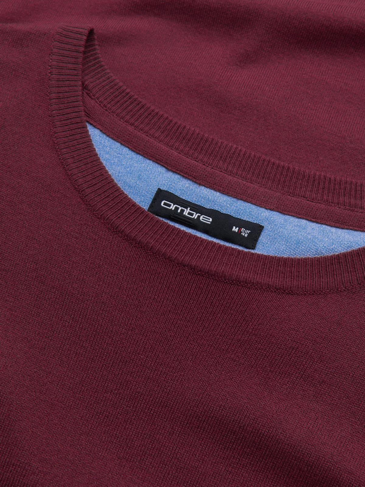Ombre BASIC men&#039;s viscose classic sweater with round neckline - maroon