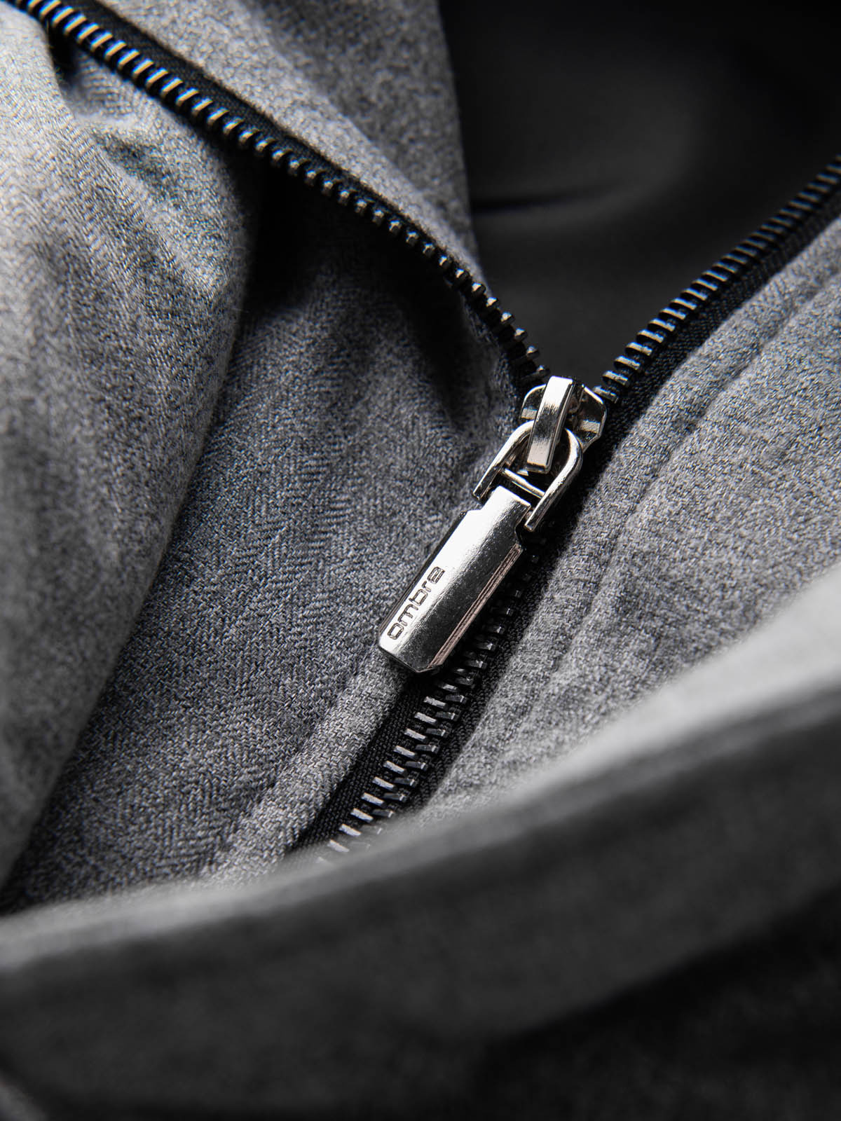 Ombre Men&#039;s jacket with a jacket cut with a fleece lining - gray